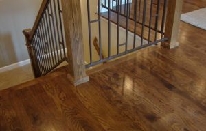 Wooden floor for staircase landing by Pryor Floor
