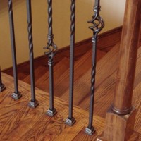 Wood staircase with railings